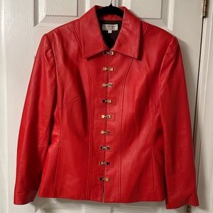 St. John Sport Red Leather Jacket Medium